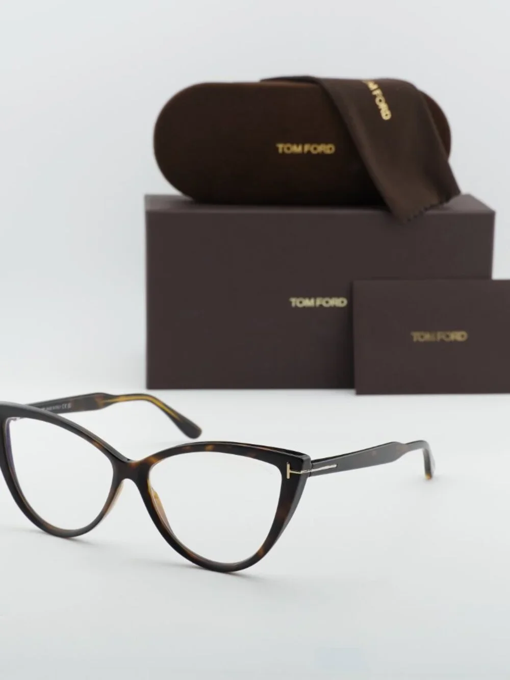 Tom Ford FT5843-B 052 Eyeglasses Dark Havana 56mm Cat Eye Frame